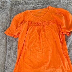 LOFT Women’s Bright Orange Short Sleeve Peasant Top